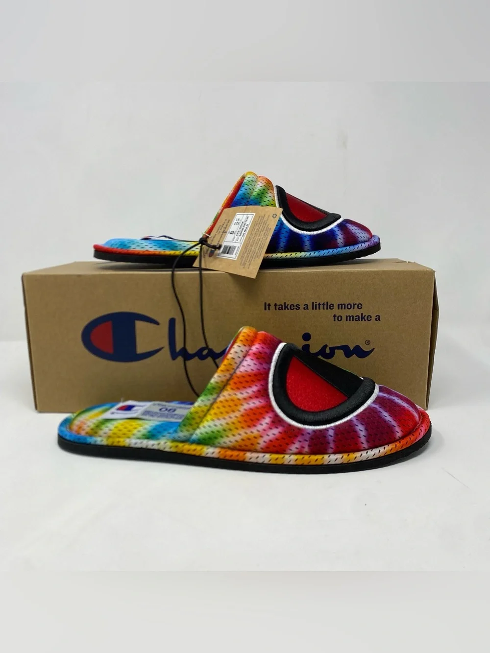 Champion Sleepover Sport Tie Dye Slippers Mens Size 8 CPS10351M Multi NIB